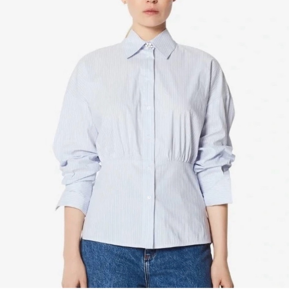 Sandro Light Blue Striped Button Down Shirt  SIZE 1
